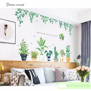 Decal dán tường hình chậu cây đẹp
