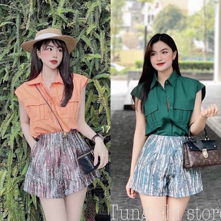 QUẦN SHORT PHỒNG LƯNG CAO PHỦ TUYẾT HIT QPT1