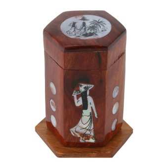 Lọ đựng tăm bằng gỗ khảm trai bền đẹp