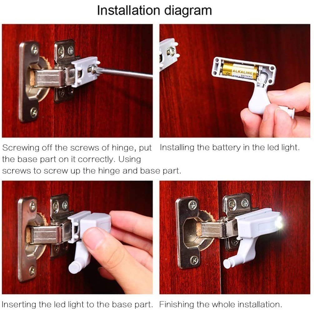 Bộ 5 Đèn LED Cảm Biến Thông Dụng Gắn Bản Lề Cửa Tủ