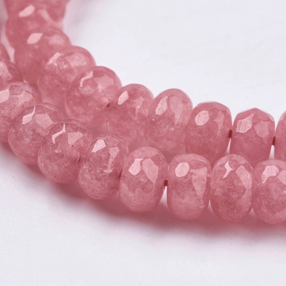 1 Chuỗi Hạt Tự Nhiên Nhuộm Mặt Cá Hồi 8x6mm: 1mm Khoảng 65~75 Cái / Sụn 14.76 inch