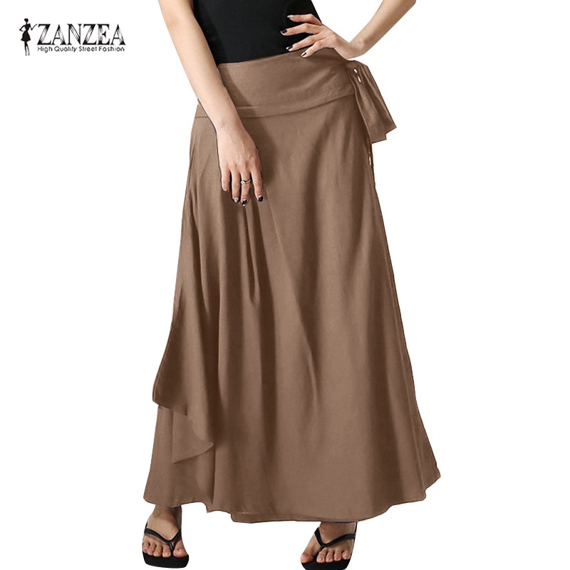 Chân váy Zanzea lưng cao xếp ly thời trang Châu Âu vintage cho nữ