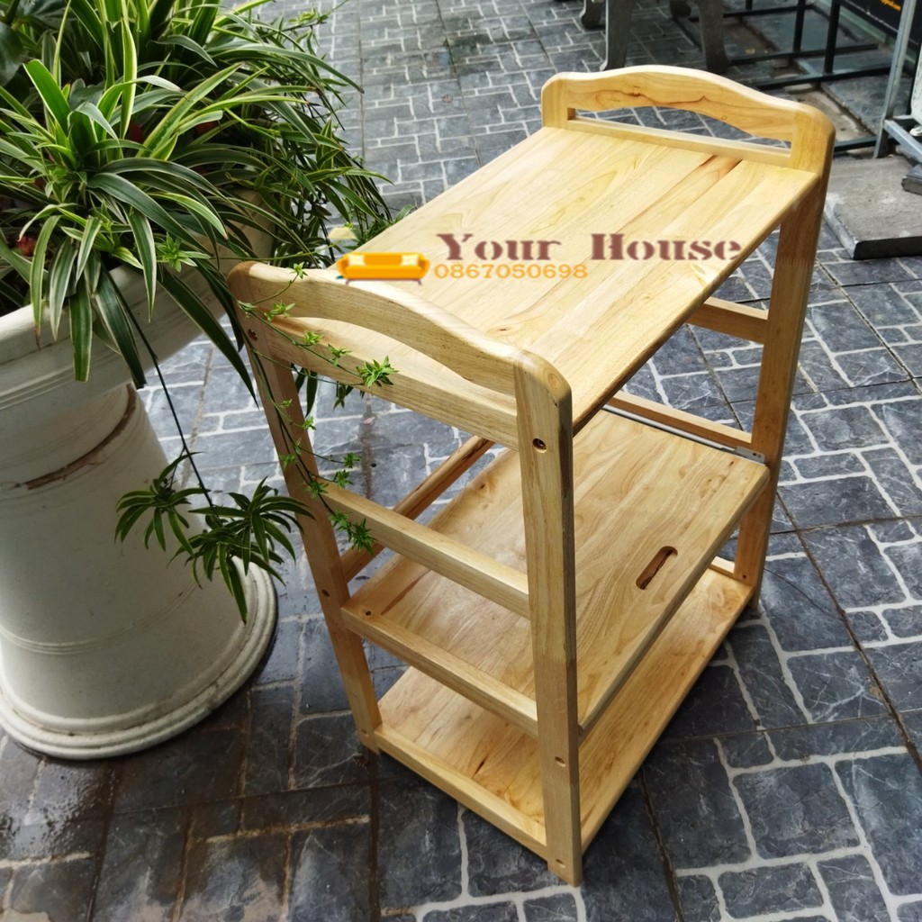 Kệ Lò Vi Sóng, Kệ Lò Nướng Có Ray Kéo 3 Tầng YOUR HOUSE Gỗ Tự Nhiên Siêu-Bền Đẹp