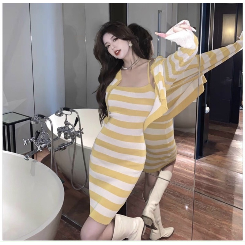 SET ĐẦM BODY LEN SỌC TO + KHOÁC 5M