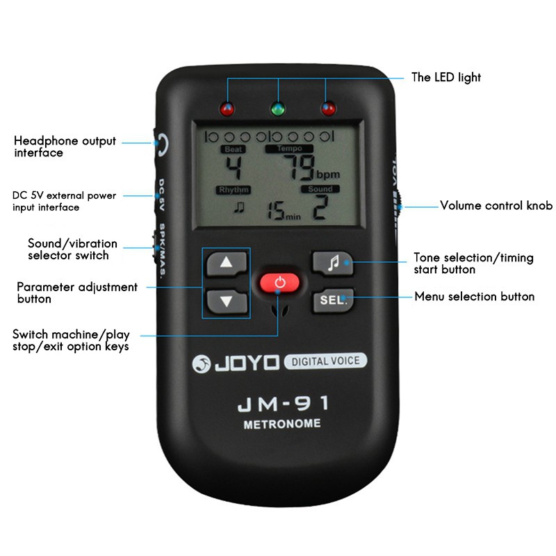 JOYO JM-91 LED Indicator Digital Metronome for Piano Drums -Orange