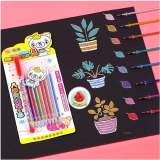 Hộp Bút Nhũ Kim Tuyến - Set 1 Bút +8 Ngòi Mực Kim Tuyến Trang Trí Sổ Sách 🍉DUASHOP🍉