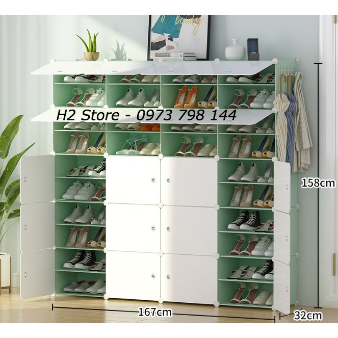 [SIÊU KHỦNG] TỦ ĐỂ GIÀY CHỨA 80 ĐÔI LẮP GHÉP ĐA NĂNG 40 Ô (chia ô) VÁCH CỐM CỬA TRẮNG ĐỤC