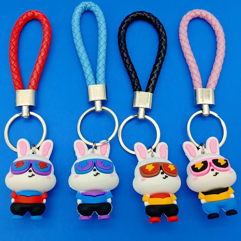 [ HCM ] Móc khoá thỏ đeo kính dùng treo balo , móc khoá ko bị thất lạc