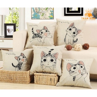  Gối ôm tựa lưng Sofa Trang Trí Hình Mèo hình Vuông Size 45x45 CM  SẴN HÀNG  