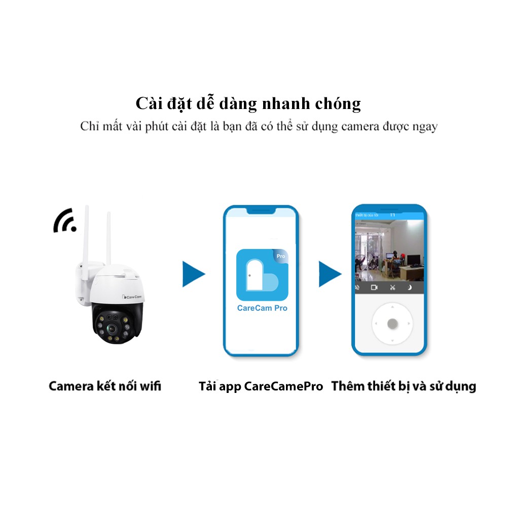 Camera Wifi CARECAM PRO PTZ - FHD1296 - 3.0MP Ngoài Trời Chống Nước Xem Đêm Có Màu | BigBuy360 - bigbuy360.vn