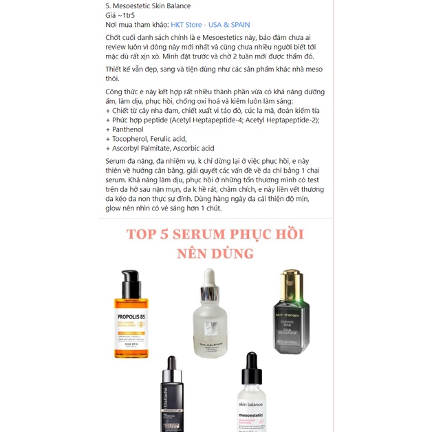 Serum phục hồi & làm dịu cho da đỏ, da yếu, da nhạy cảm, da mụn Skin Balance Mesoestetic 30ml