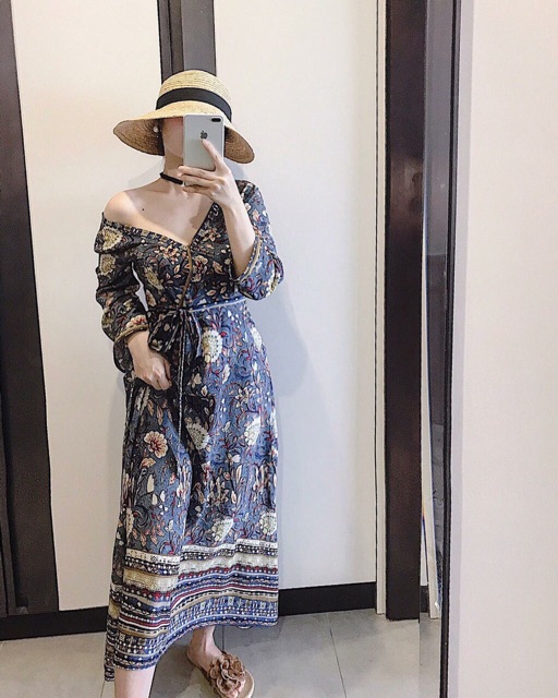 Đầm maxi hoạ tiết thổ cẩm