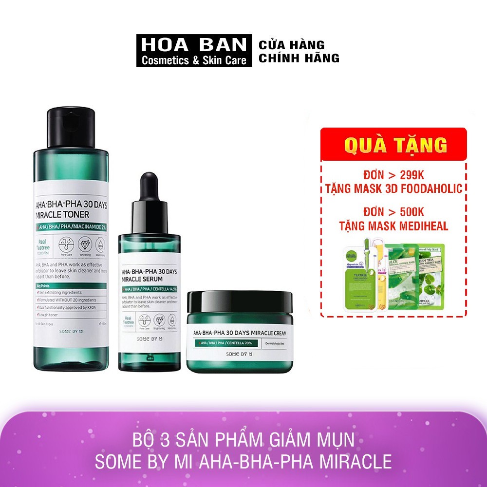 Bộ 3 Sản Phẩm Dưỡng Da Giảm Mụn Some By Mi AHA-BHA-PHA Miracle