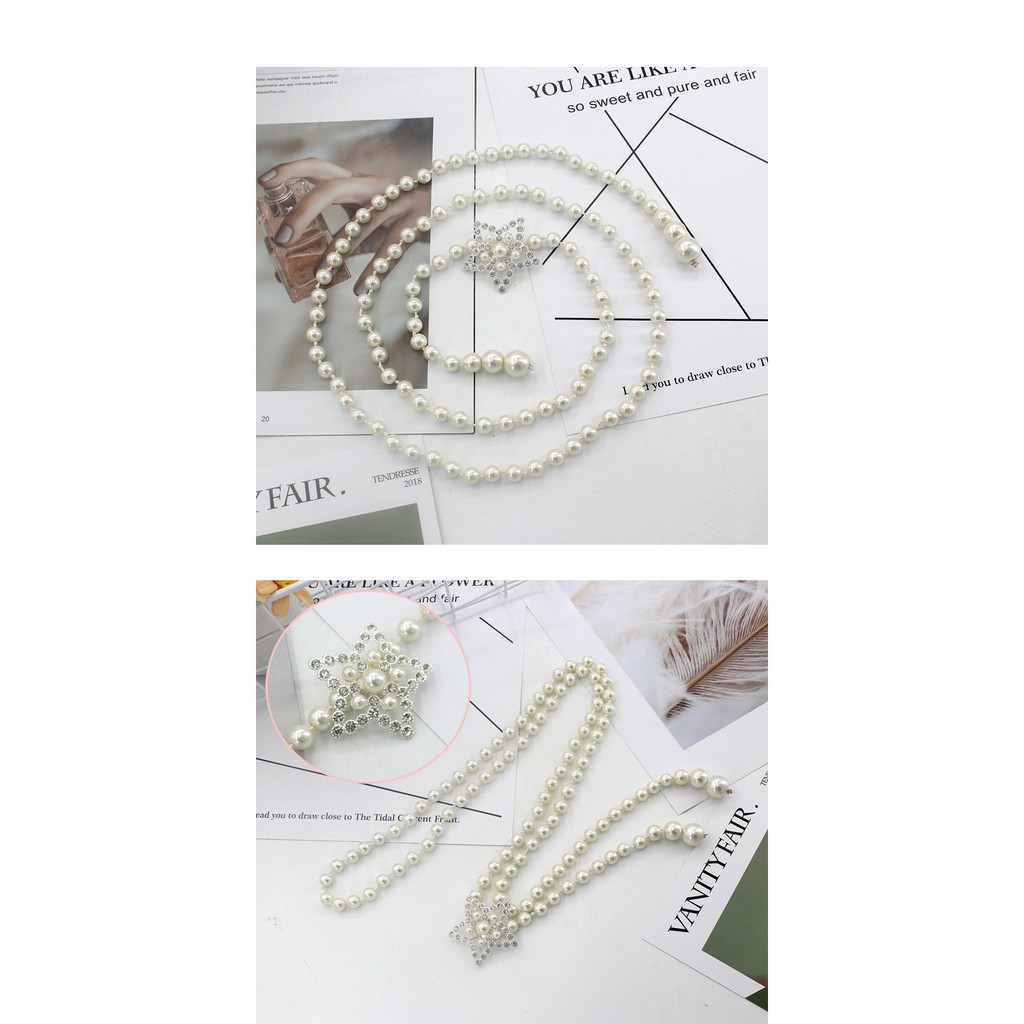 Thắt lưng nữ chuỗi ngọc mặt ngôi sao đính đá dễ thương TTL59