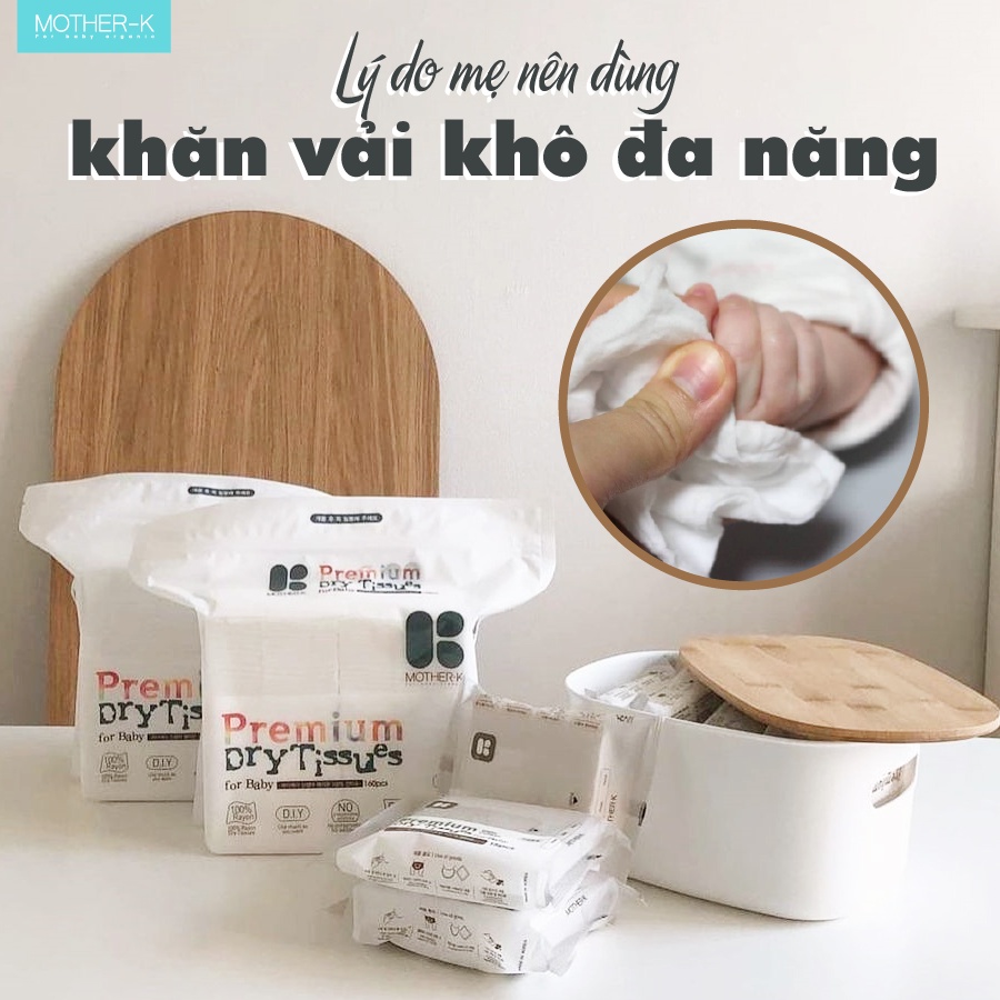 KMOM Khăn Khô Đa Năng 160 tờ mềm mại an toàn cho bé