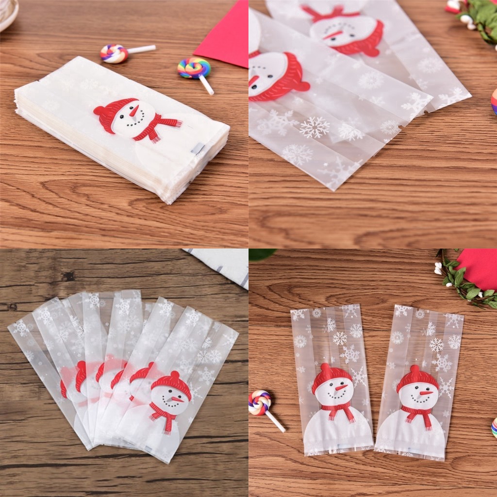 Set 25/50 túi đựng bánh quy DIY phong cách giáng sinh xinh xắn