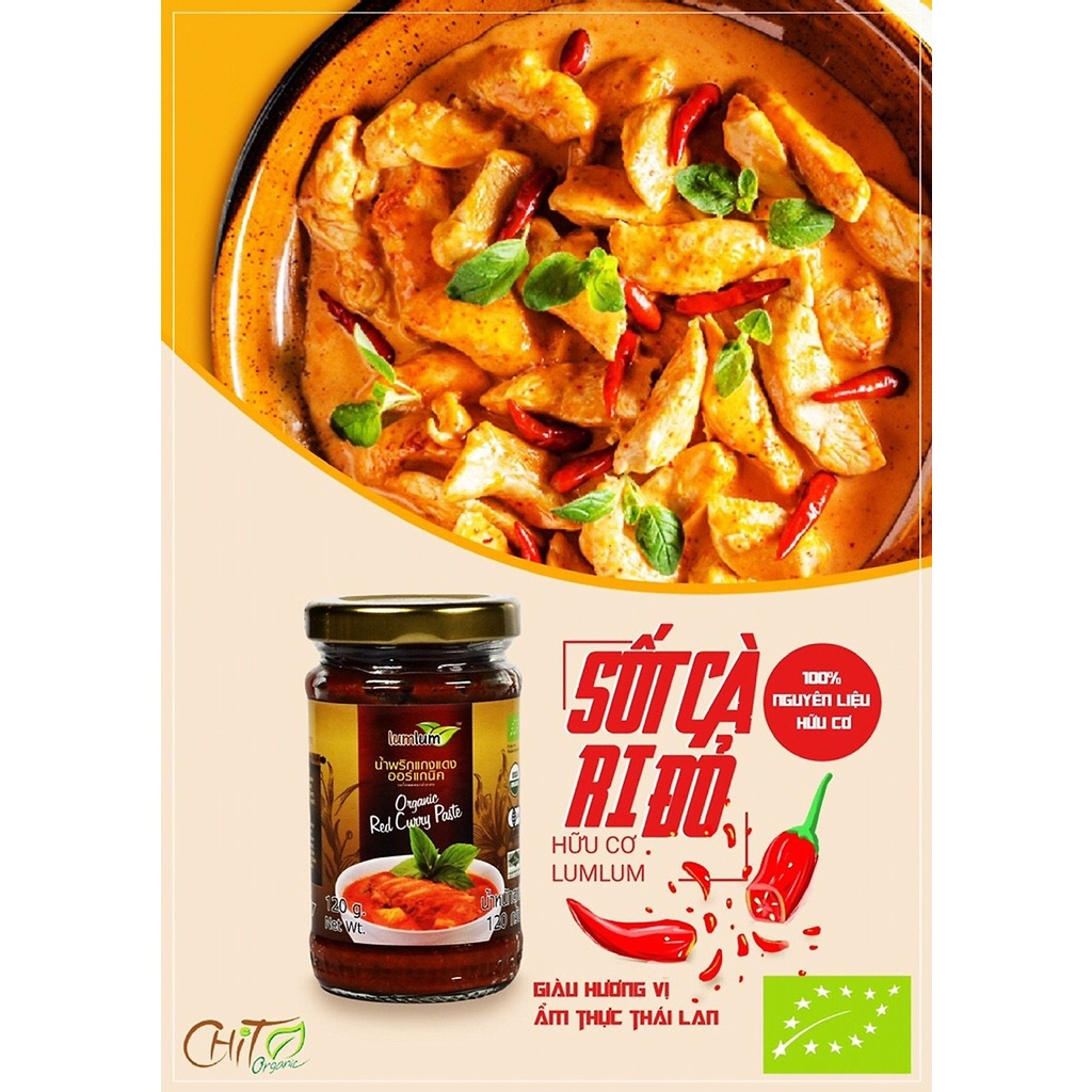 Sốt cà ri hữu cơ Lumlum Organic Curry/ Tomyum Paste 120g