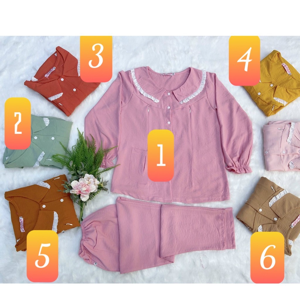 BỘ TAY DÀI CHO MẸ SAU SINH VẢI ĐŨI COTTON CO GIÃN