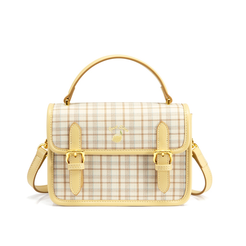 Túi xách nữ đẹp Just Star thời trang phối sọc caro hình thêu trái chanh ViAnh Store 172877