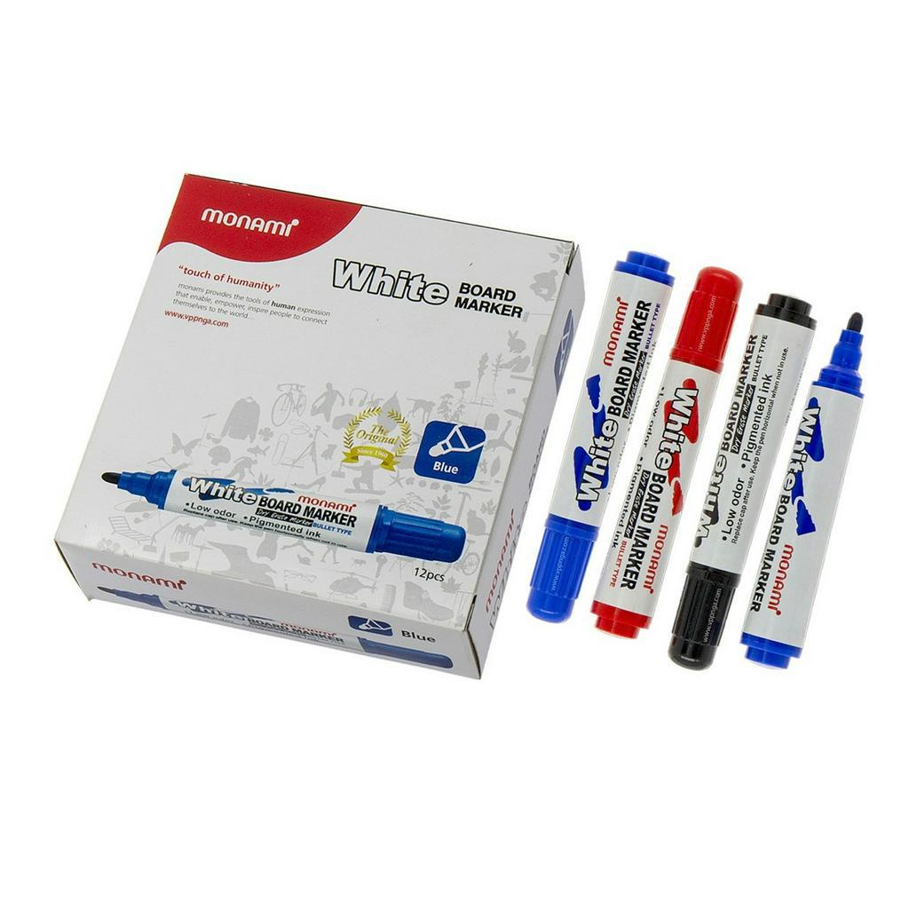 Hộp 12 Bút Viết Bảng Monami,Viết tốt , trơn , êm trơn bảng trắng , thủy tinh và những bề mặt nhẵn bóng.