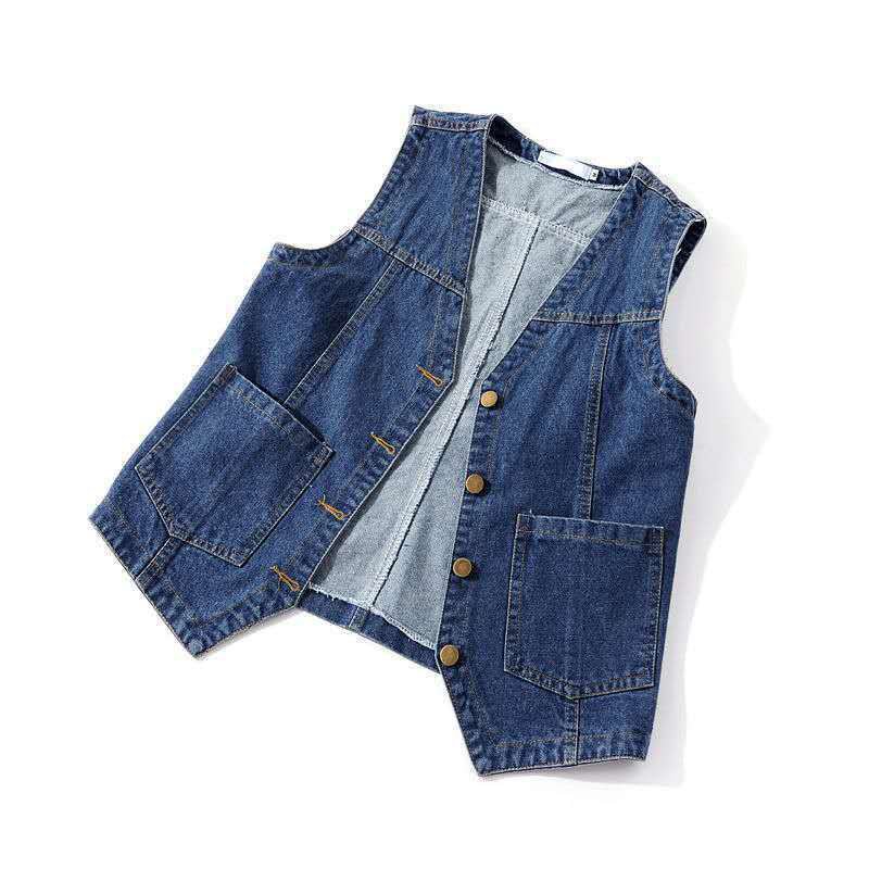 Áo Khoác Denim Không Tay Dáng Rộng Phong Cách Hàn Quốc Dễ Phối Đồ Cho Nữ
