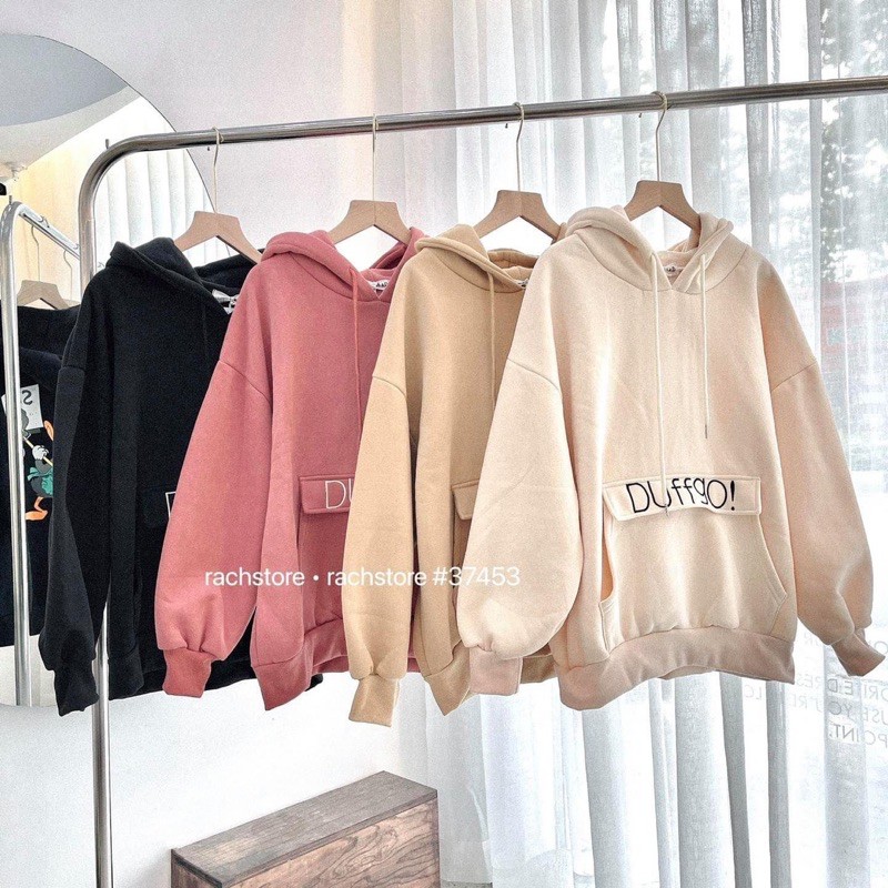 Áo Hoodie túi nắp in chữ