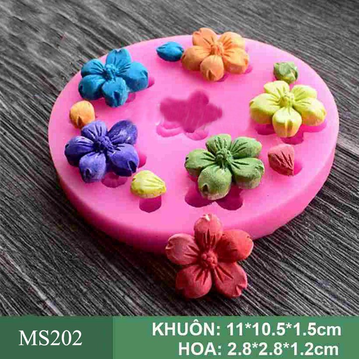 Khuôn silicon 4D làm rau câu làm bánh mẫu hoa đào MS202