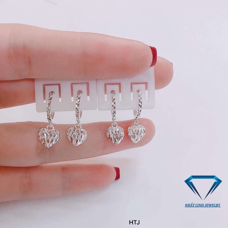 Bông tai nữ giá rẻ mặt trái tim bạc thật cực đẹp - Kho sỉ bạc Nhất Linh