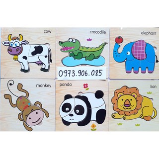 Đồ chơi gỗ ghép hình đơn giản 3-5 miếng chủ đề động vật
