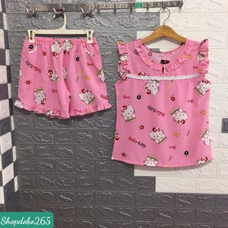 Đồ bộ nữ,đồ ngủ mặc nhà đùi sát nách vải lụa họa tiết siêu cute.