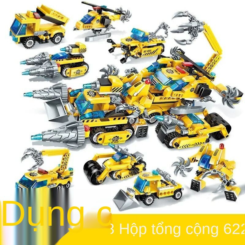 Khối xây dựng Lego lắp ráp loạt thành phố đồn cảnh sát trạm cứu hỏa xe quân sự cậu bé tương thích với đồ chơi