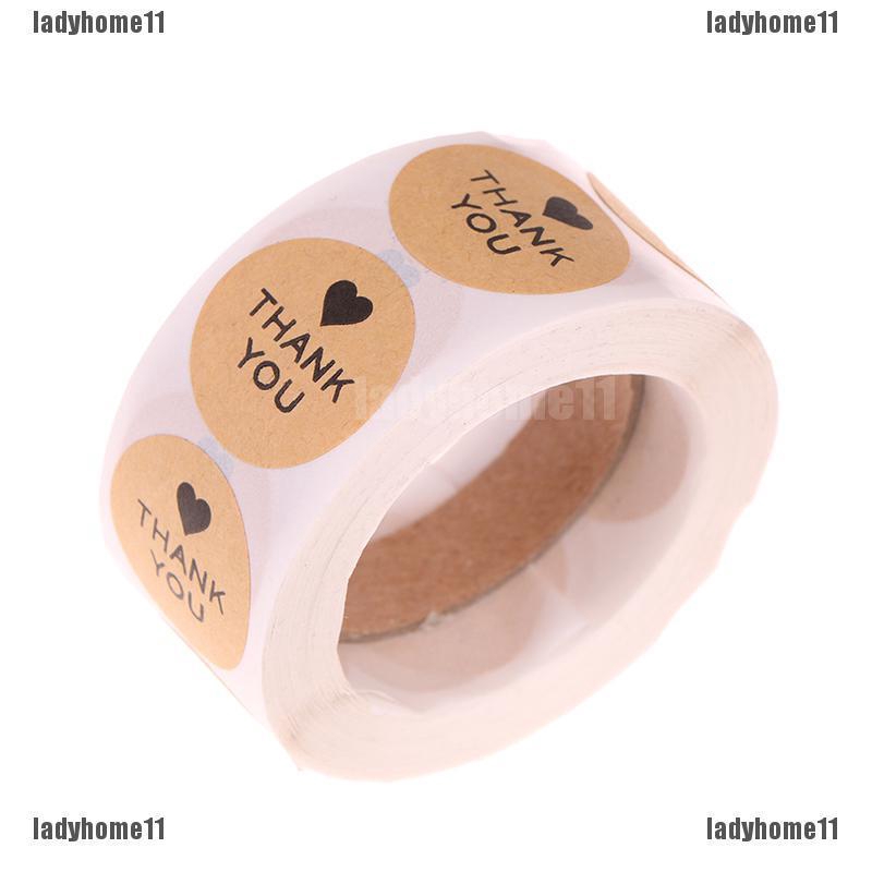 Cuộn 500 miếng dán in chữ THANK YOU với hình trái tim cho trang trí thủ công DIY/ đám cưới