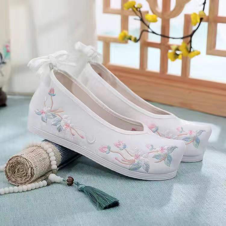 Giày Búp Bê Thêu Họa Tiết Phong Cách Trung Hoa Cổ Điển Dành Cho Nữ 4cm