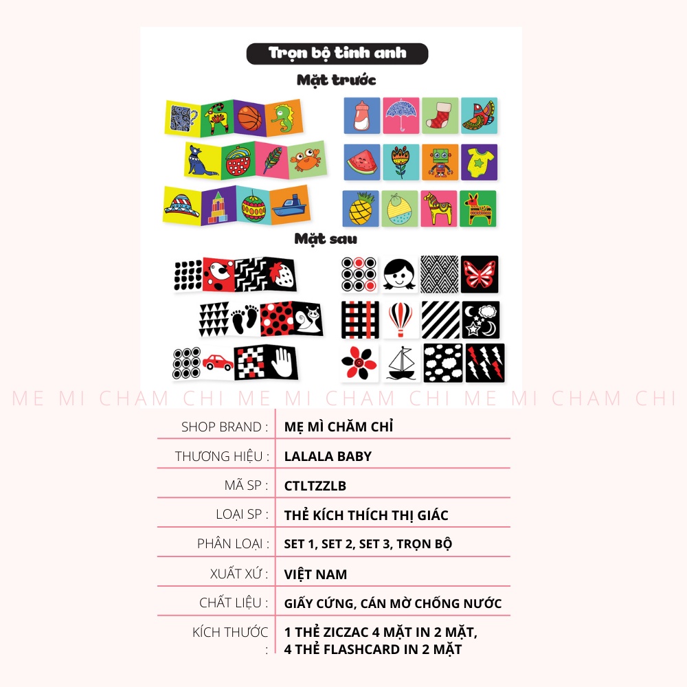Bộ Thẻ Gấp Ziczac Và Flashcard Lalala Baby Kích Thích Thị Giác Cho Trẻ Sơ Sinh