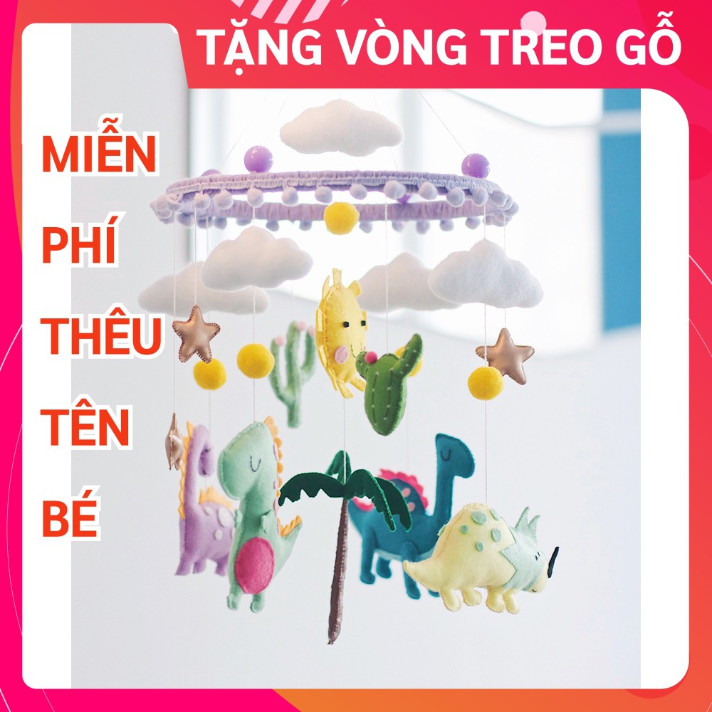 Đồ chơi treo nôi cũi cho bé kích thích thị giác ảnh thật, có nhạc tự xoay mẫu KHỦNG LONG 4