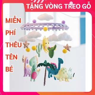 [MIỄN PHÍ THÊU TÊN BÉ] Đồ chơi treo nôi cũi cho bé kích thích thị giác ảnh thật, có nhạc tự xoay mẫu KHỦNG LONG 4