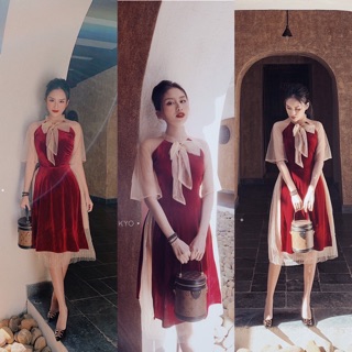 Áo dài đỏ cách điệu cho trinh võ