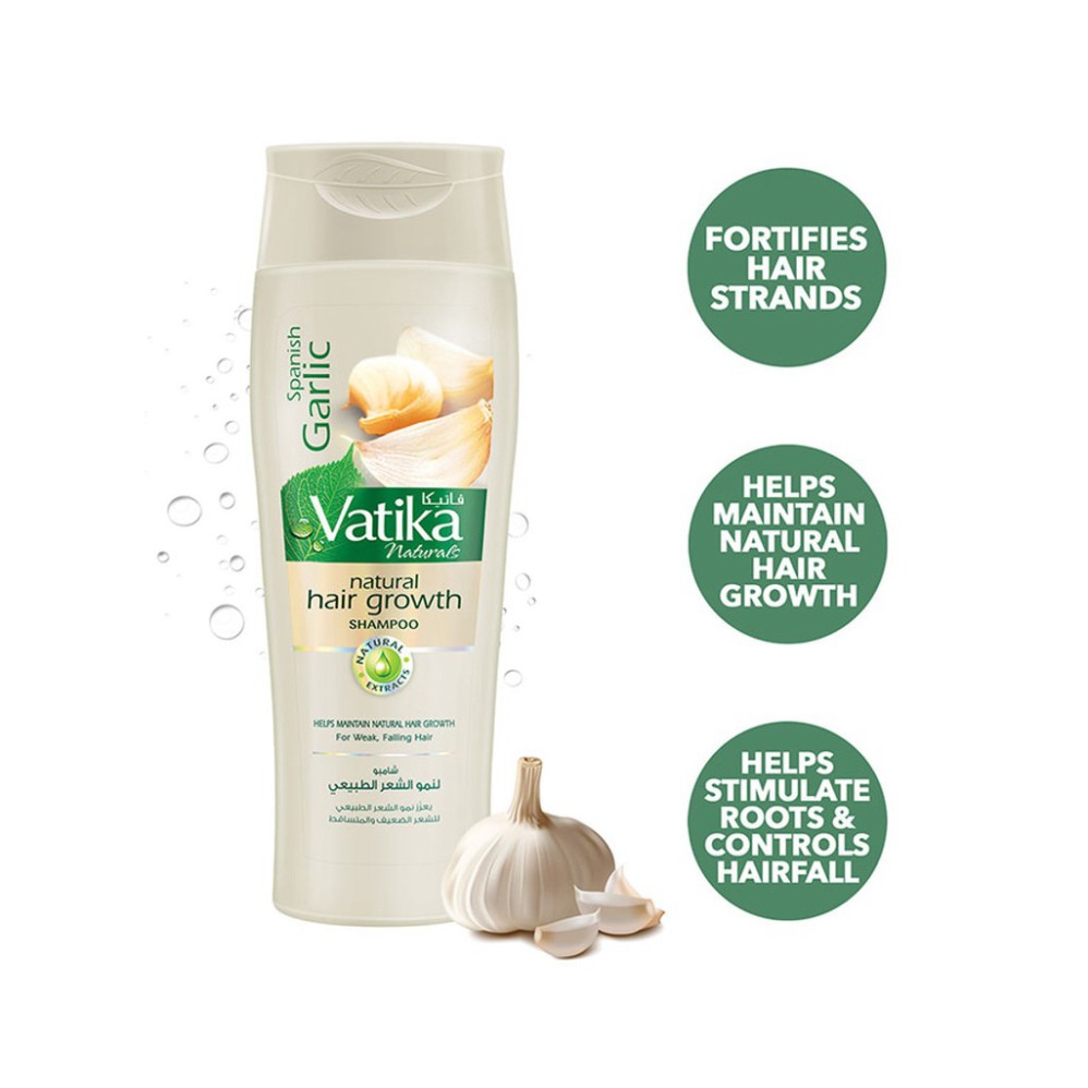 Dầu gội Vatika Garlic Shampoo Helps Maintain Natural Hair Growth chiết xuất tỏi kích thích mọc tóc nhanh