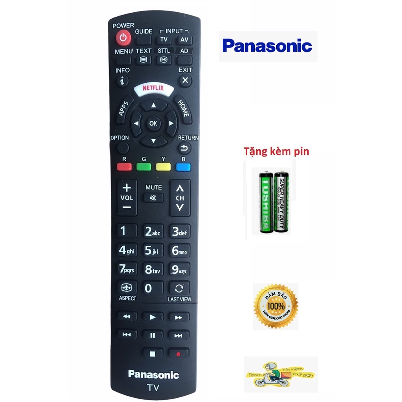 ĐIỀU KHIỂN TIVI PANASONIC L1268  SMART INTERNET CÓ NÚT NETFLIX MÀU TRẮNG chính hãng theo máy - TẶNG KÈM PIN