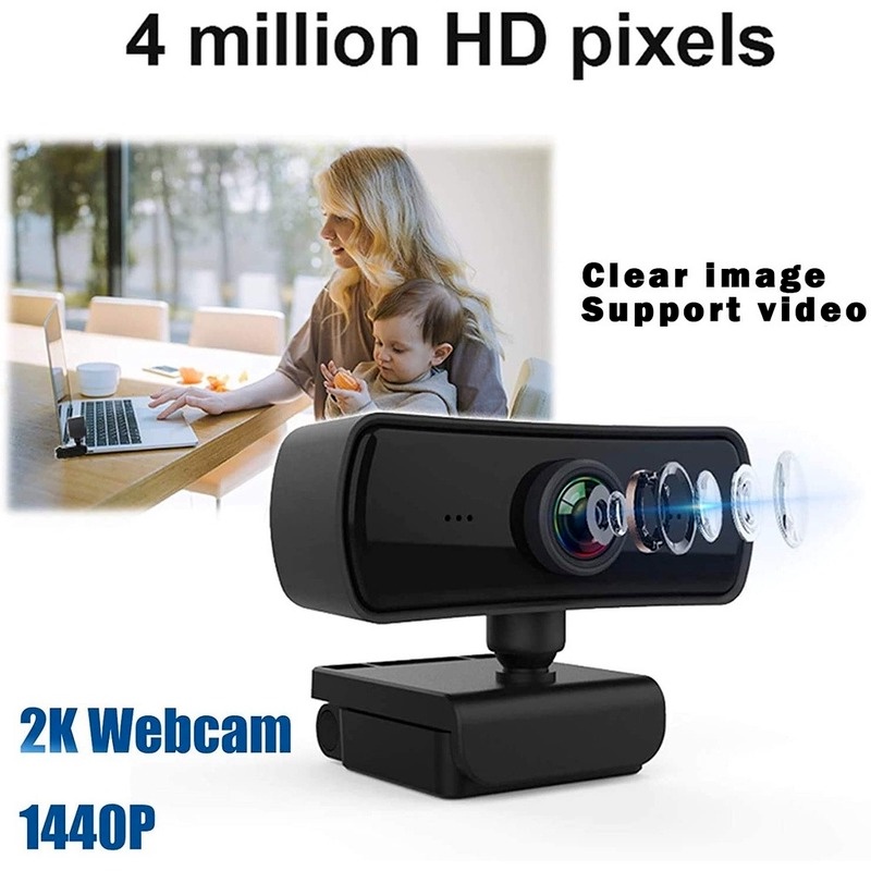 Webcam hd 2k 1560x1440p có thể xoay kèm micro tiện lợi cho pc / laptop