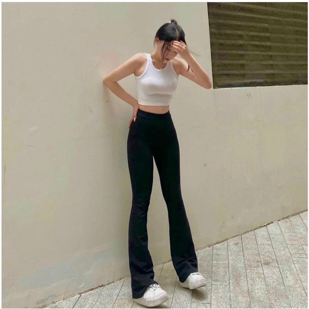 Quần ống loe cạp cao legging dáng dài, Quần legging nữ ôm ống loe dáng dài | WebRaoVat - webraovat.net.vn