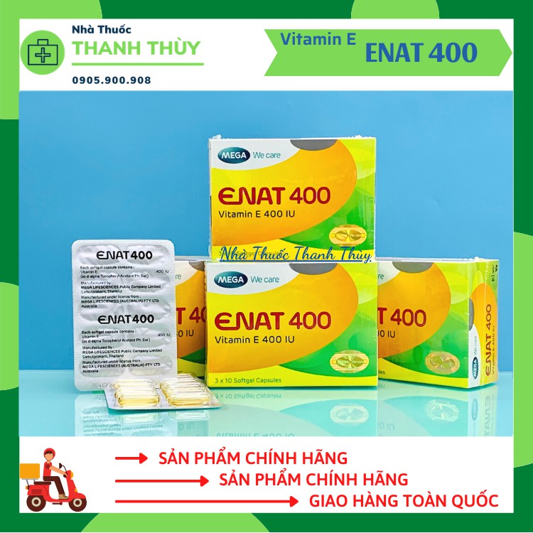 ENAT 400 [𝗠𝗔𝗗𝗘 𝗜𝗡 𝗧𝗛𝗔𝗜𝗟𝗔𝗡𝗗]- Viên Uống Làm Đẹp Da Vitamin E - Hộp 30 Viên