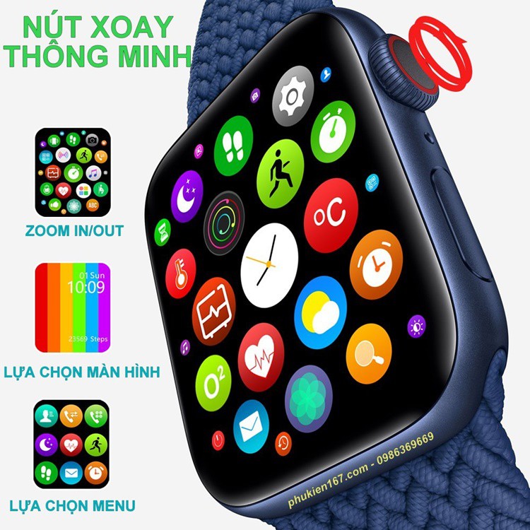 [Watch Seri 7 Pro Max] Đồng hồ thông minh Seri 7 Pro Max - Logo táo - Cài hình nền - Check Imei - Nút tròn xoay được