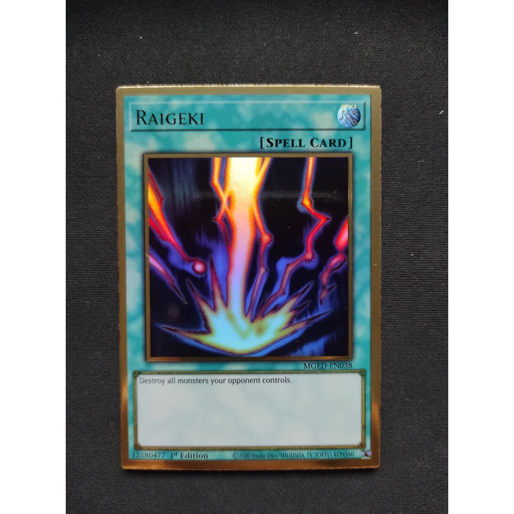 (YGO-TCG)1 lá thẻ bài Raigeki - MGED-EN038 - Premium Gold Rare