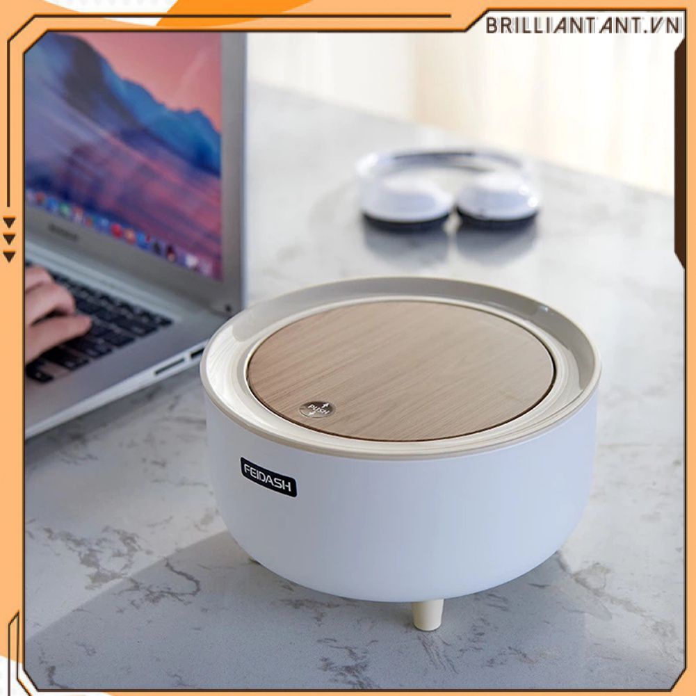 Bắc Âu Tối Giản Thẩm Mỹ Trắng Và Máy Tính Để Bàn Gỗ Thùng Rác Mini &amp; Nước Kèm Nắp Ép Bao Nhỏ Thùng Rác Bri