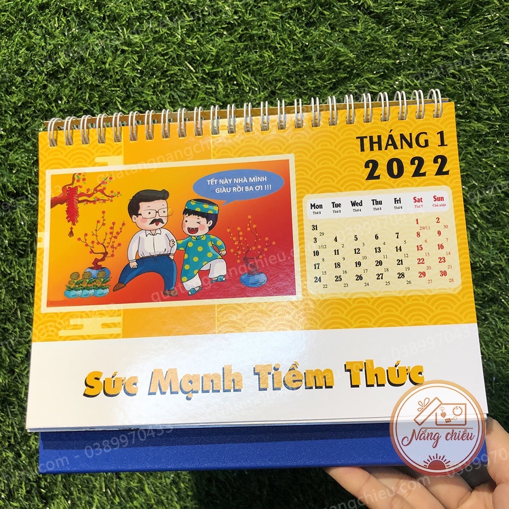 Lịch để bàn 2022 thiết kế đơn giản cho văn phòng, lịch in hình dễ thương có lịch âm, chất liệu giấy dày dặn