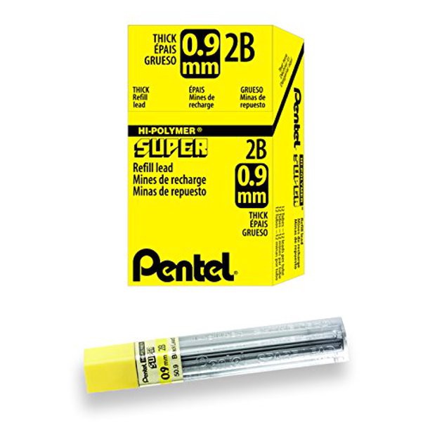 Ruột Chì Kim Pentel Hi-Polymer Super 50.9 2B Ngòi 0.9mm | Siêu ứng (15 Ruột/Tuýp)