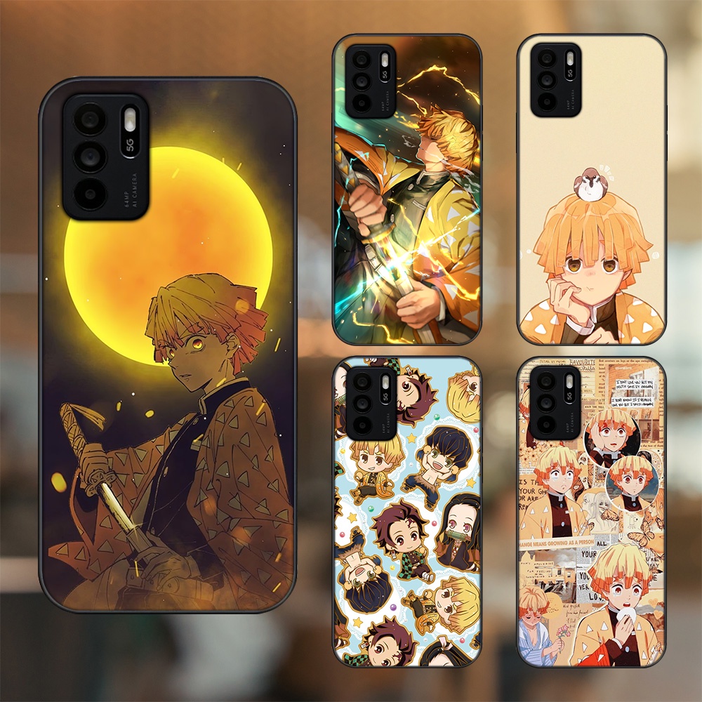 Ốp lưng Oppo Reno 6Z 5G viền đen in hình Zenitsu Kimetsu no Yaiba