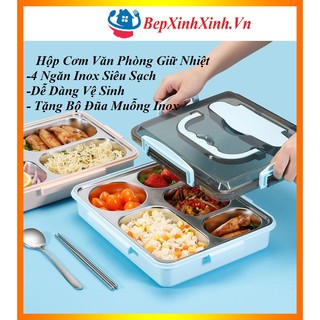 Hộp Cơm Văn Phòng Inox 4 ngăn ,Giữ Nhiệt Tốt , Dễ Vệ Sinh và tiện lợi , Bepxinhxinh