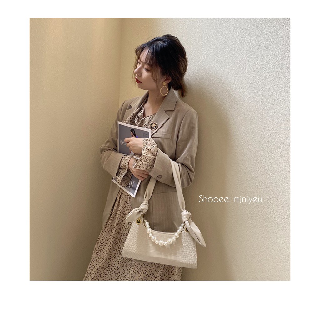 Túi kẹp nách Da Rắn Dây Xích Ngọc độc đáo chất da cao cấp siêu trend 2020